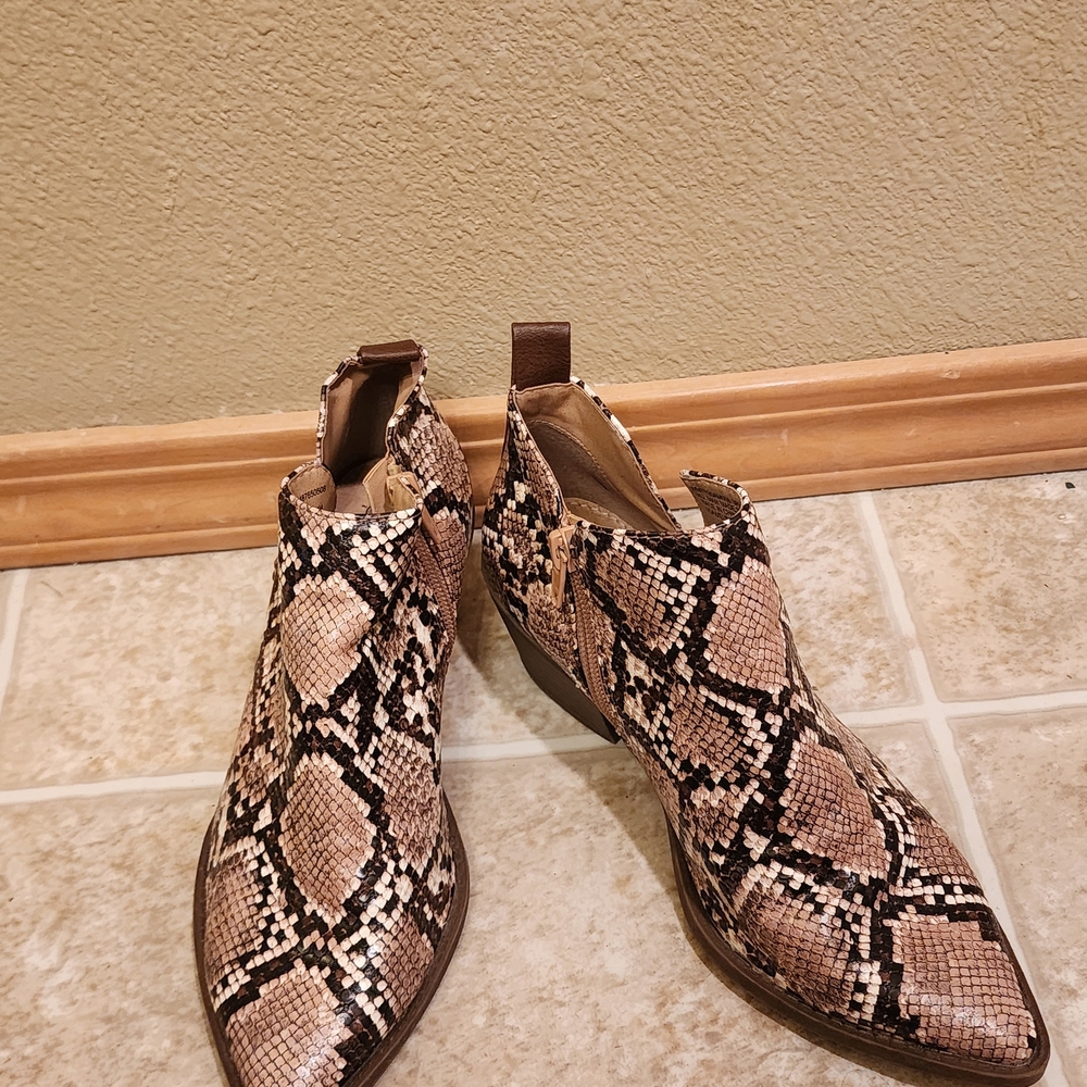 Time & Tru Snake Print Ankle Booties